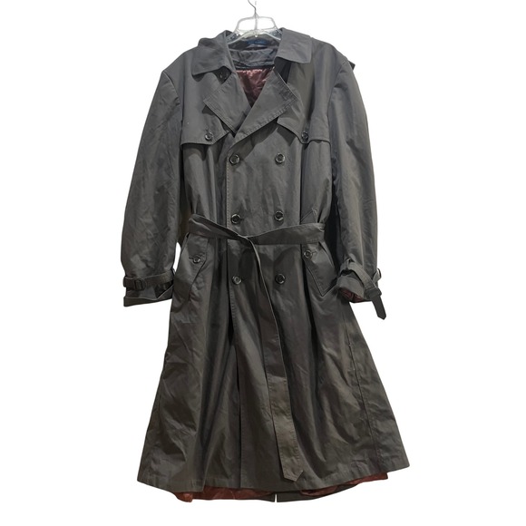 Towncraft Other - Vintage Towncraft Men's Charcoal Grey Double Breasted Belted Trench Coat 42 Tall